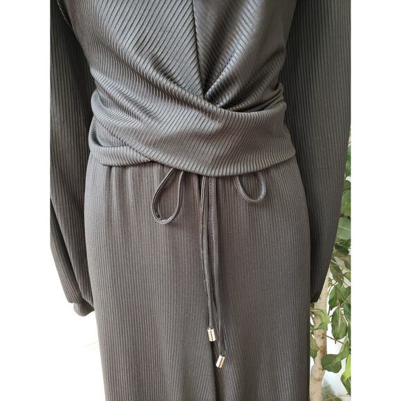 Forever 21 2 Piece Top & Pants Womens Size OX Black Knit Long Sleeve Drawstring - Picture 14 of 15